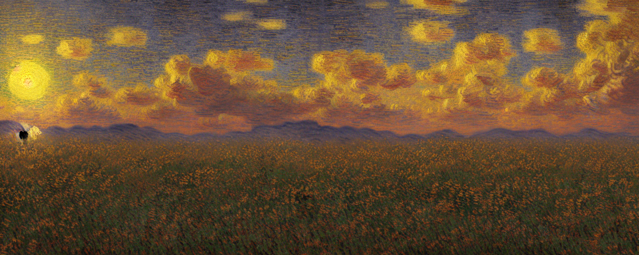 A Small Sky Filled With A Small Sunset, Studio Lighting, Gol...