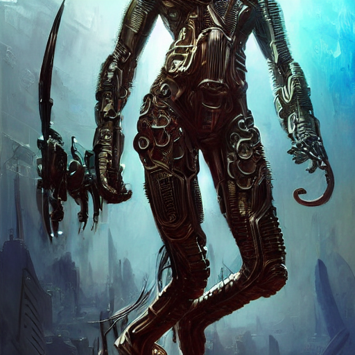 An Afrofuturism Cyber Warrior With Nanotech Mask And Laser F...