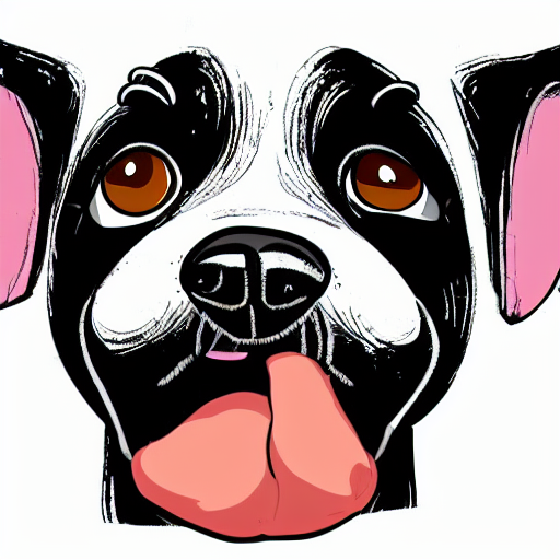 A Cartoon Illustration Of A Punk Dog, Anime Style, White Bac...