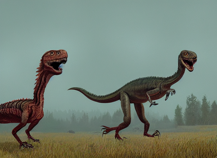 A Velociraptor, Very Detailed, Trending On Artstation, Hyper...