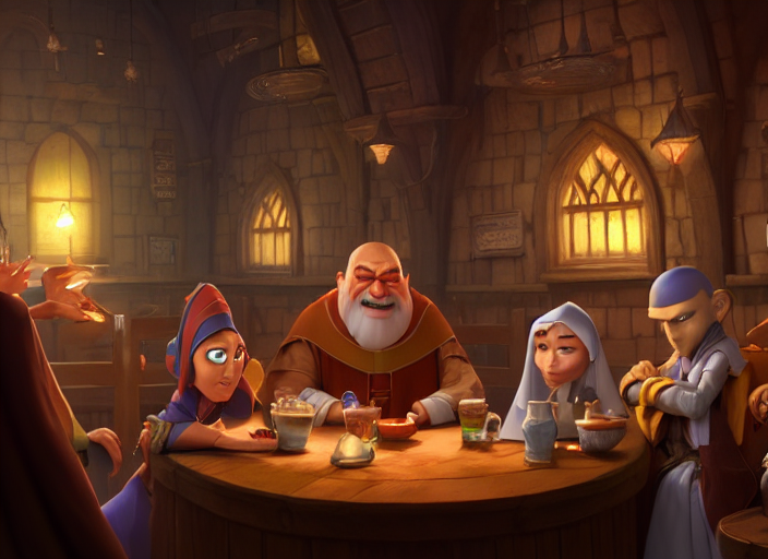 Grumpy Rabi, Priest And Imam Are Sitting In A Bar, Fantasy,...