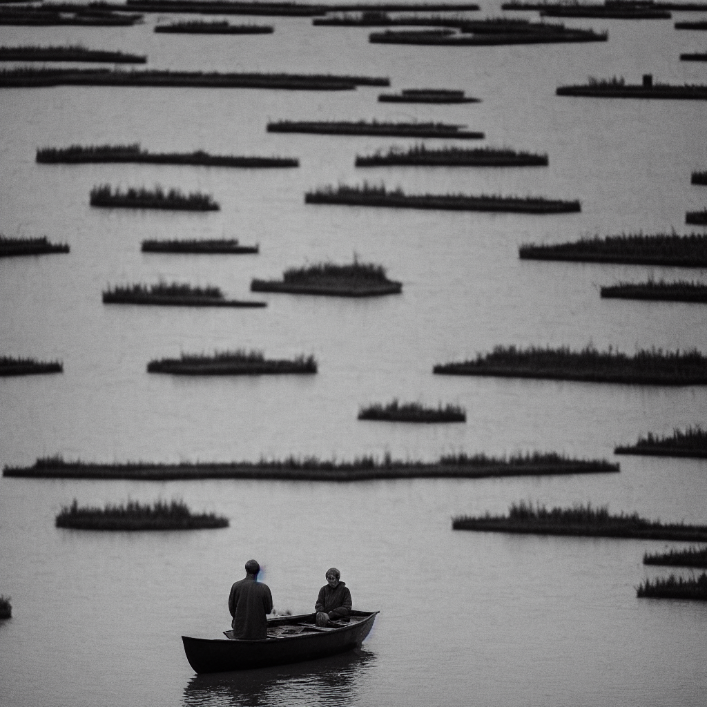A Man On A Small Boat On A Lake By Tarkovsky, Ancient High B...