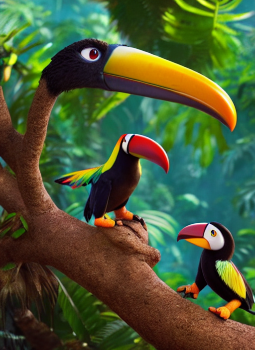 Toucan As Nendoroid Flying In A Jungle In The Croods Movie S...