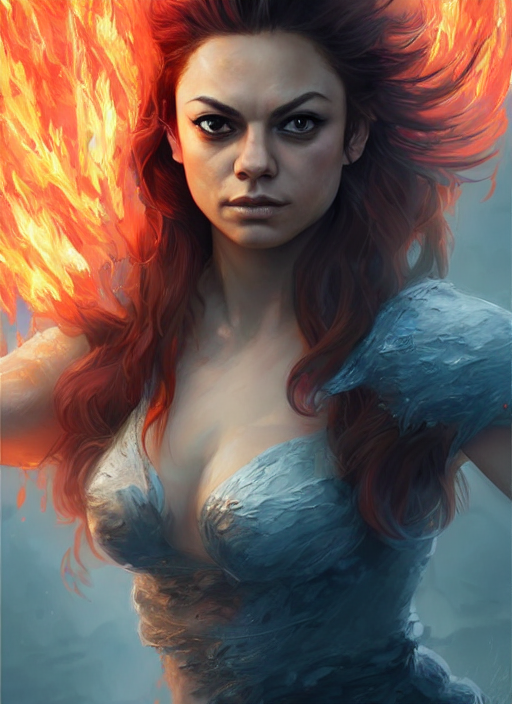 Mila Kunis As A Fire Elemental Made Totally Of Fire. Fantasy... — Stable Diffusion AI Prompt: mila kunis as a fire elemental made totally of fire. fantasy fire elemental, int...