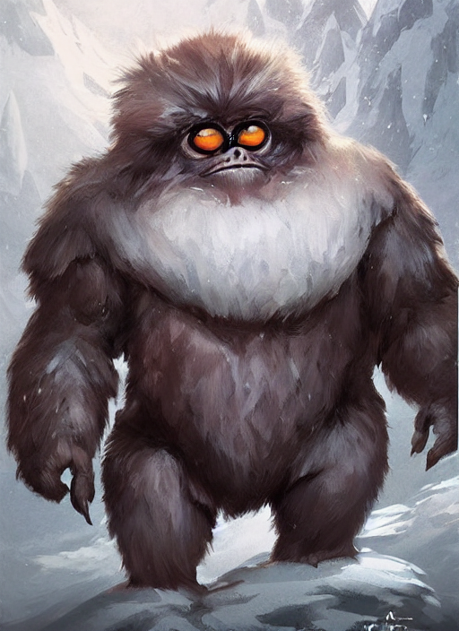Cute Wintry Mogwai Yeti, Art By Artgerm And Greg Rutkowski A...