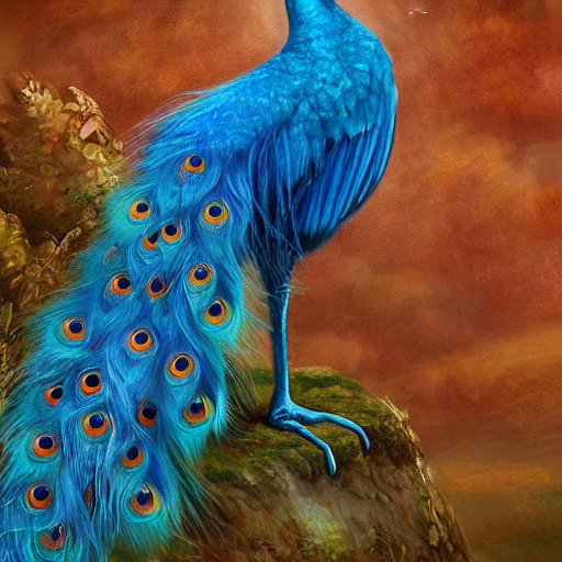 Cute Fluffy Baby Cat Peacock Mixed Creature Character Concep...