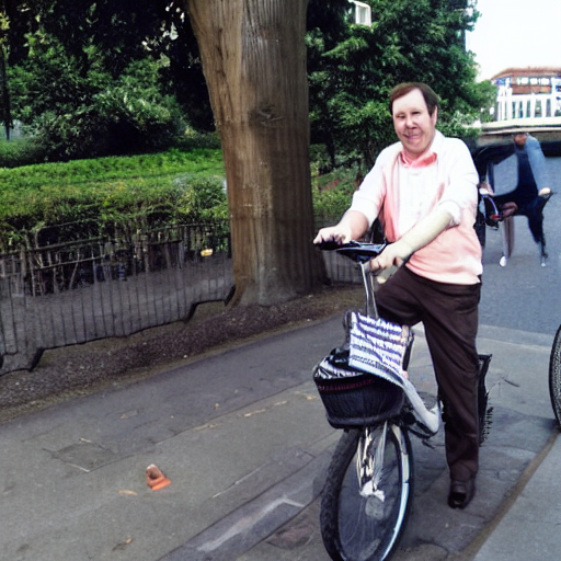 David Mitchell On A Bicycle Selling Nintendos
