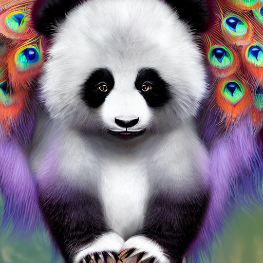 Cute Fluffy Baby Panda Lion Hybrid Mixed Creature Character...
