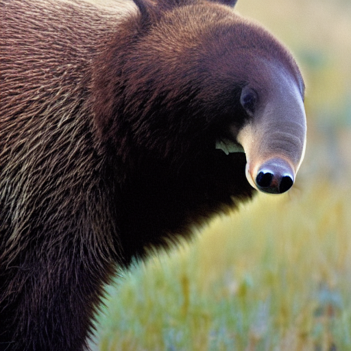 A Photo Of A Anteater Head On A Grizzly Bear Body