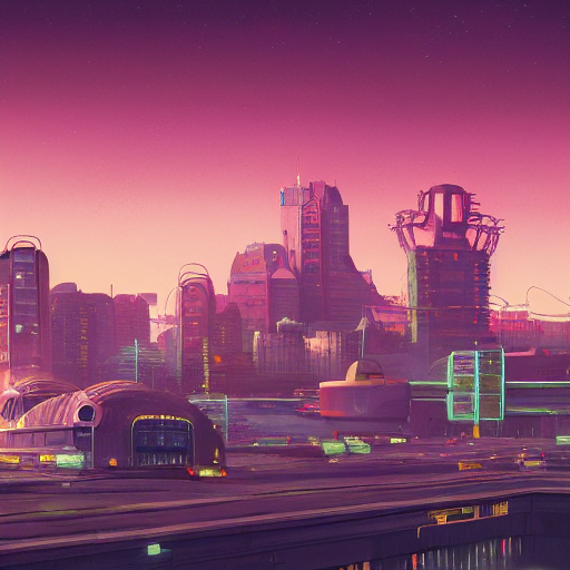 A Beautiful Painting Of A Retro Futuristic Stockholm, Hyperd...