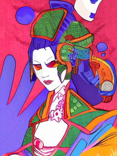 Cyberpunk Harlequin Hanafuda Jester, Character Design, Digit... — Stable Diffusion AI Prompt: cyberpunk harlequin hanafuda jester, character design, digital illustration full...