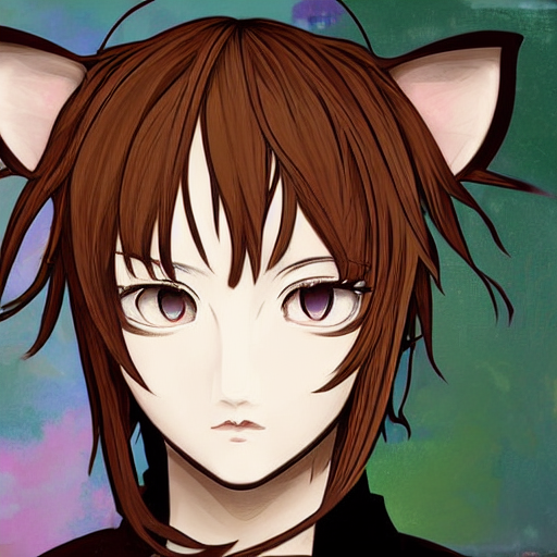 Digital Portrait Of A Cute Androgynous Anime Catboy With Sof...