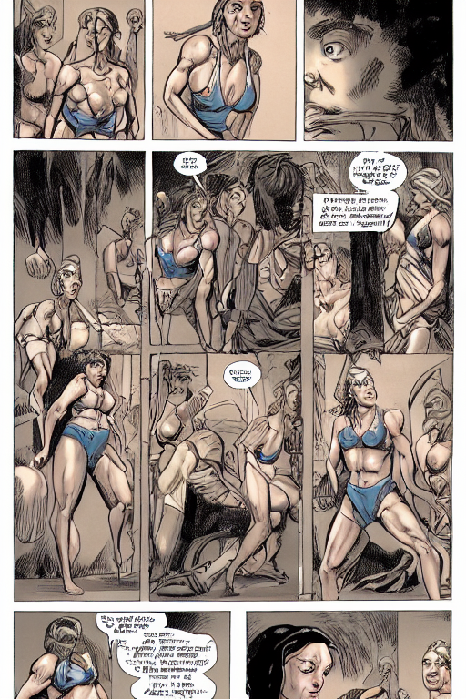 A Complete Page Of An Epic Graphic Novel About Muscular Wome...