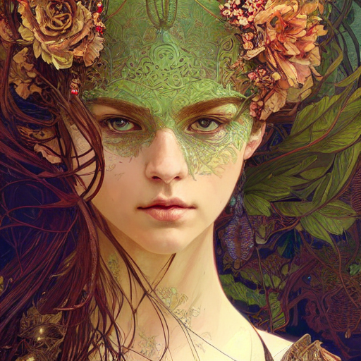 Hyperdetailed Portrait Of Beautiful Green - Armored Girl Dar...