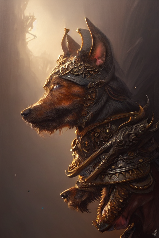 A Anthropomorphic Dog Warrior, Diffuse Lighting, Fantasy, In...