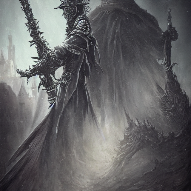 A Painting Of A Bloodborne Character By Kentaro Miura, Dark...