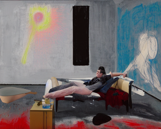 A Man Reclines On A Sofa In A Domestic Interior By James Jea...