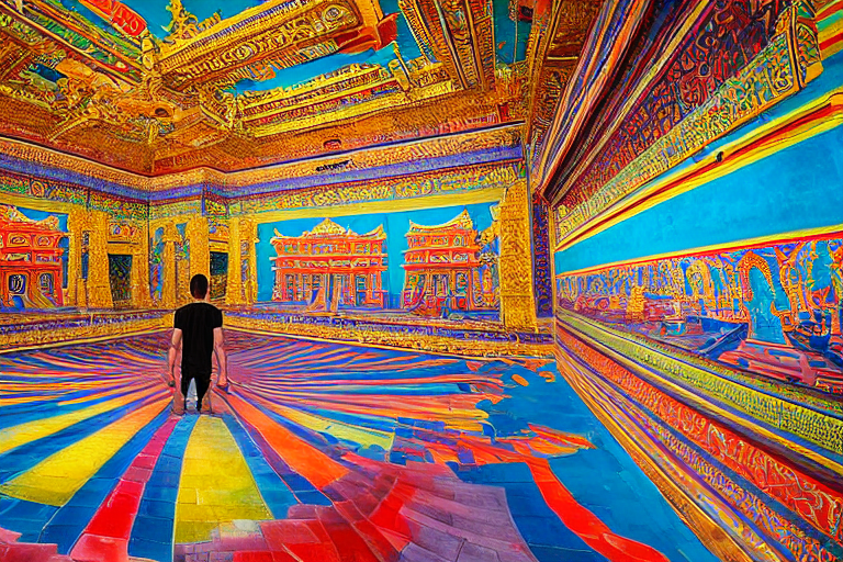 Gigapixel Dslr Photo, A Man Kneels Before A Colossal Mural A...