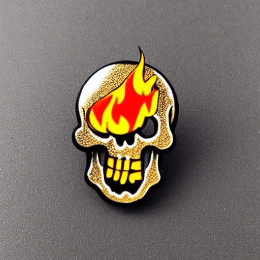 Vintage Minimalistic Clean Skull With Fire Flame Enamel Pin