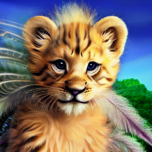 Hybrid Animal Cross Between Lion Cub And Fluffy Tabby Kitten...