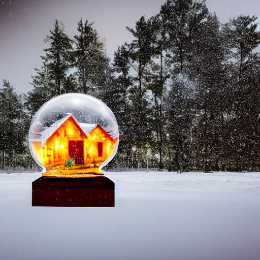 Giant Firery Explosion House Inside A Snow Globe, Award Winn...