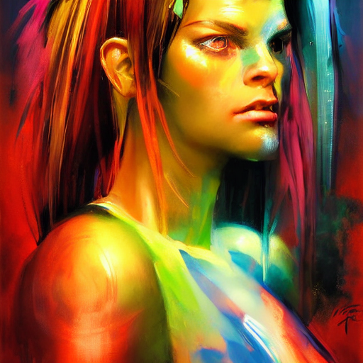 Hopeful Cyberpunk Goddess, Side Portrait, Striking, Defiant,...