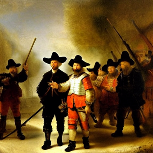 Oil Painting By Rembrandt - The Night Watch.