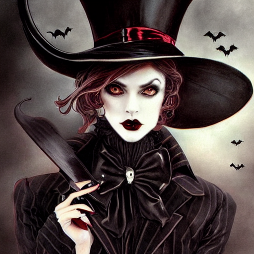 A Handsome Female Vampire With A Top Hat And Fancy Suit And...