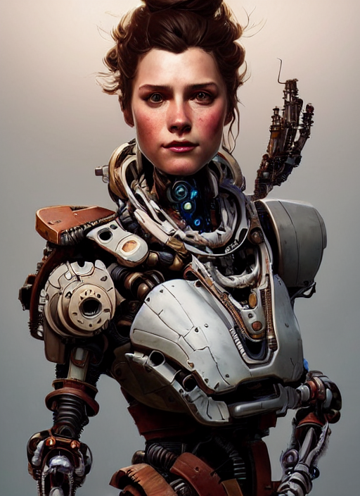 Portrait Of Ripley, Robot Steampunk, Floral Horizon Zero Daw...
