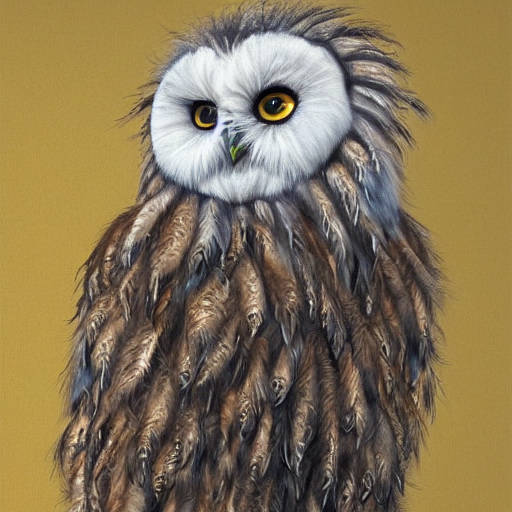 Cute Fluffy Baby Snowy Owl Lion Hybrid Mixed Creature Charac...