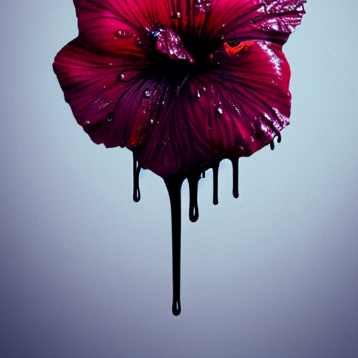 A Gooey Black Hibiscus Flower, Alien, Drippy, Octane Render
