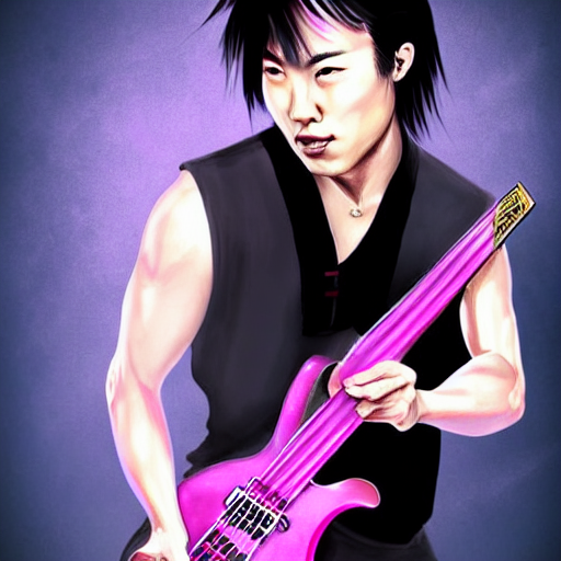 Chinese Rocker Guy With Short Hair Wearing A Serious Express...