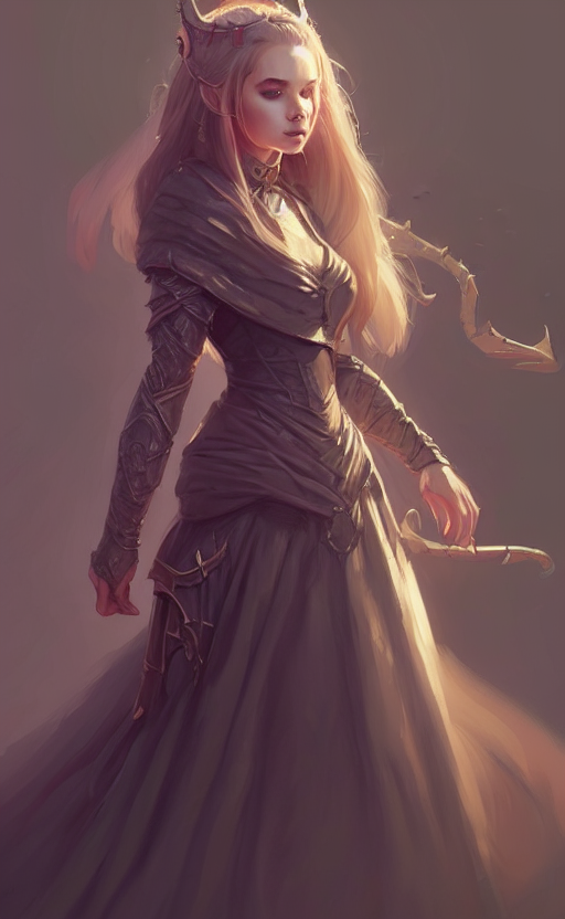 Full Body Portrait Of Cute Girl Wearing Gown, D  D, Fantasy,...