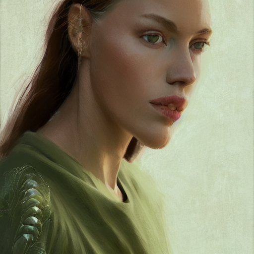 Close Up Portrait Of Beautiful Female Supermodel Wearing Oli...