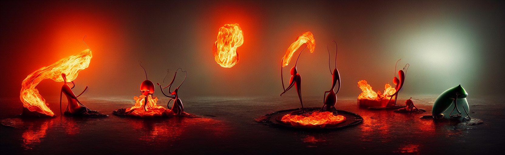 Whimsical Plankton Creatures Sitting Around A Strange Floati...
