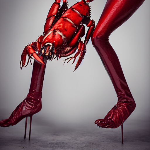 Lobster Human Hybrid In Fashion Photography, Designer Runway... — Stable Diffusion AI Prompt: lobster human hybrid in fashion photography, designer runway crustacean legs, ti...