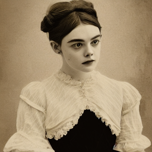Edwardian Portrait Photograph Of Elle Fanning, Anya - Taylor...