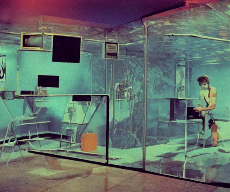 1 9 8 0 S Synthwave Liminal Space, Aquarium Interior. Cheap...