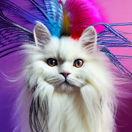 Beautiful White Fluffy Long Haired Persian Cat With Long Flo...