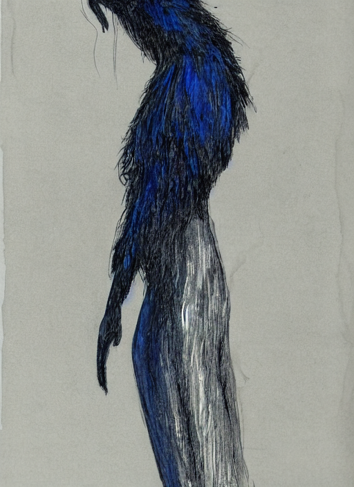 Humanoid Elongated Long - Necked Elongated Human - Raven Hyb...