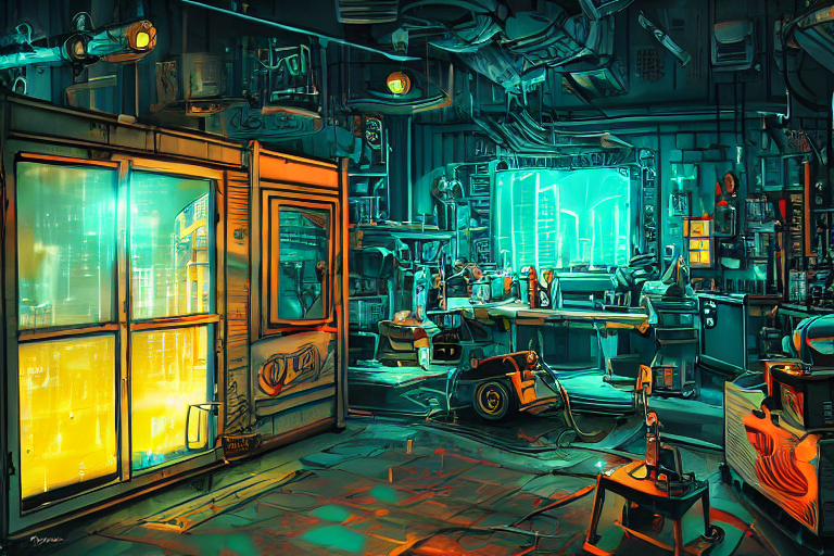 Photo Cartoon Illustration Painting Of Small Sci - Fi Machin...