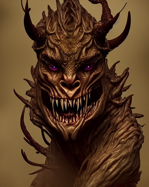 Horned Demon - Esque Creature  Made Of A  Macabre Substance...