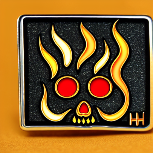 A Retro Minimalistic Wide Laughing Smiling Skull With Fire F...