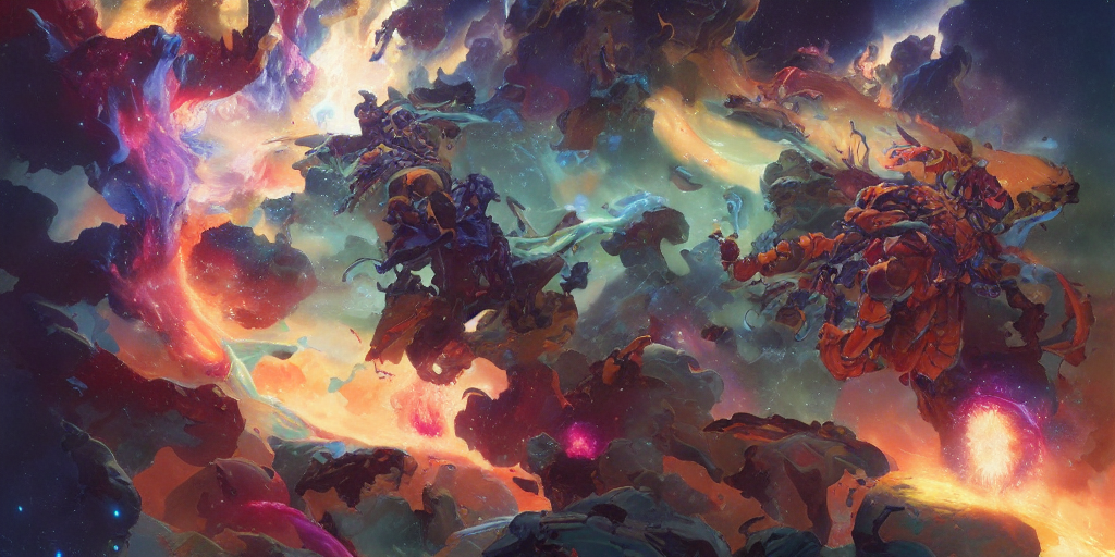 Nebula Explosion, Multicolor Color Scheme, Volumetric Lighti...