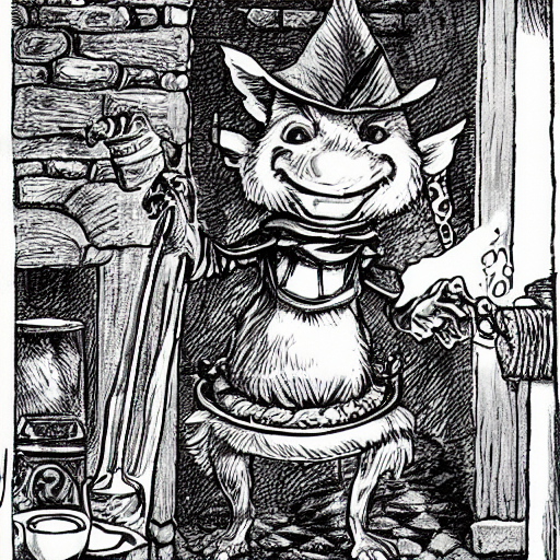 An Anthropomorphic Kobold Wearing A Wizard Hat And Robes, In...