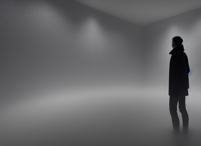 Highly Detailed Minimalism Digital Art, Man, Facing Back, He...