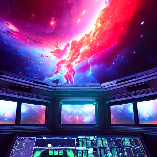 The Control Room Of A Spacestation, Massive Front Window Loo...