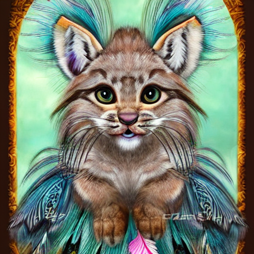 Cute Fluffy Baby Bunny Lynx Cat Hybrid Mixed Creature Charac...