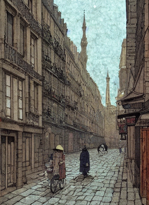 Illustration Of A Medieval Desolate Paris Street Scene By Sh...