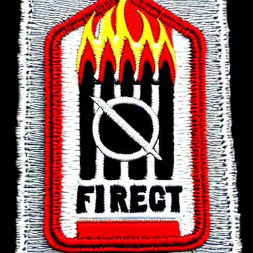 A Photo Of A Retro Clean Fire Flame Warning Caution Punk Pat...